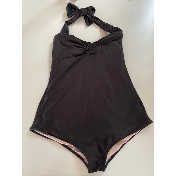 Red Dolly Vintage Pinup Halter One Piece Swimsuit - Picture 1 of 6